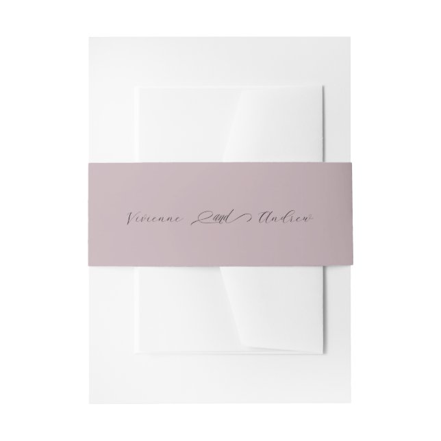 Elegant Script Burnished Lavender  Invitation Belly Band (Front Example)