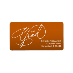 Elegant Script Burnt Orange Graduation Return Label