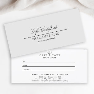 Elegant Script Business Gift Certificate