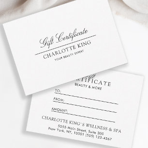 Elegant Script Business Gift Certificate
