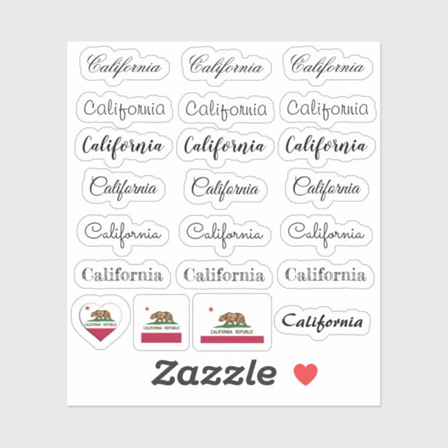 Elegant script California & Flag USA /name Set (Sheet)