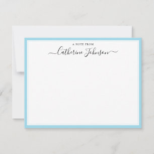 Elegant Script Calligraphy A Note From Baby Blue Card