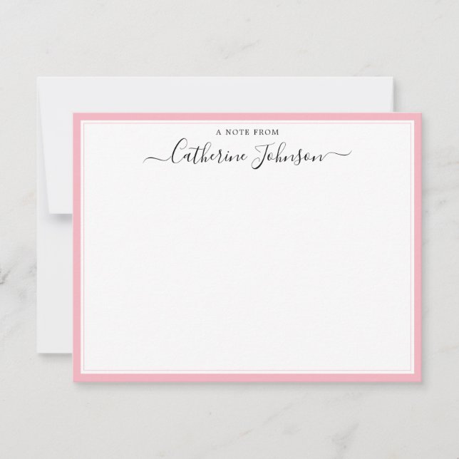Elegant Script Calligraphy A Note From Blush Pink Card (Front)