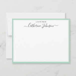 Elegant Script Calligraphy A Note From Mint Green Card