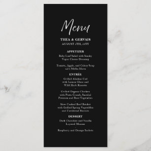 Elegant Script Calligraphy Black Wedding Menu