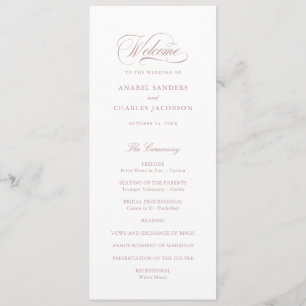 Elegant Script Calligraphy Blush Wedding Program Programme