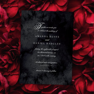 Elegant Script Calligraphy Goth Wedding Invitation