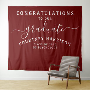 Elegant Script Calligraphy Graduation   Maroon Tapestry