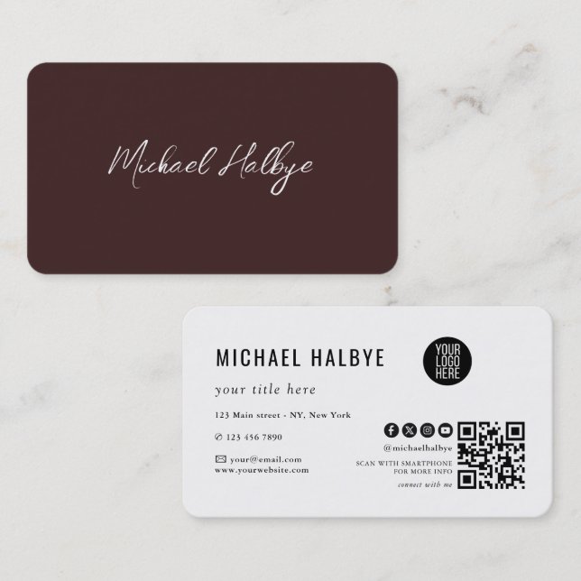 Elegant Script Calligraphy Modern LogoProfessional Business Card (Front/Back)