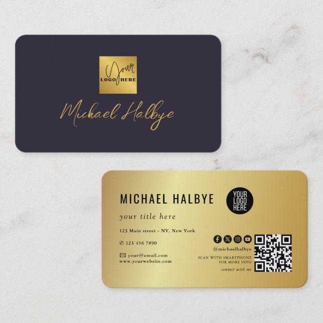 Elegant Script Calligraphy Modern LogoProfessional Business Card (Front/Back)