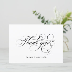 Elegant Script Calligraphy Modern Wedding Names  Thank You Card