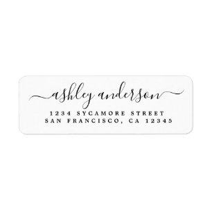 Elegant Script Calligraphy Name Return Address