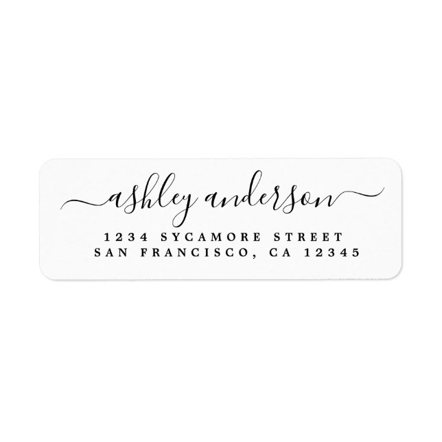 Elegant Script Calligraphy Name Return Address (Front)