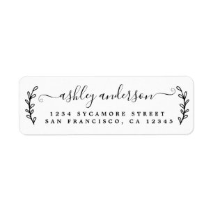Elegant Script Calligraphy Name Return Address