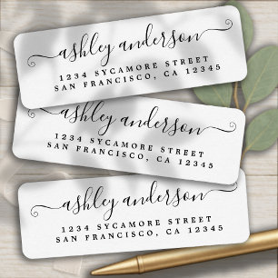 Elegant Script Calligraphy Name Return Address