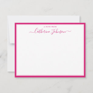 Elegant Script Calligraphy Note From Magenta Pink Card