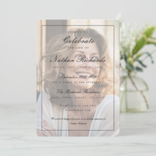 Elegant Script Calligraphy Photo Funeral Program Programme