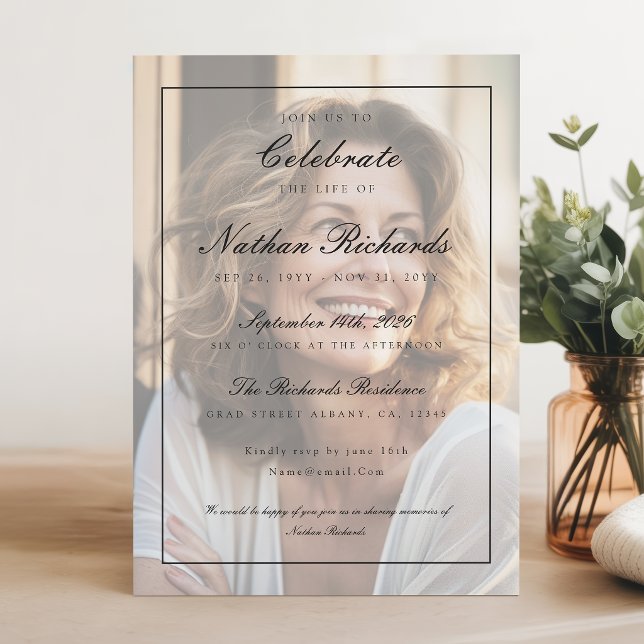 Elegant Script Calligraphy Photo Funeral Program Programme (Creator Uploaded)