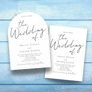 Elegant Script Calligraphy Photo QR Code Wedding Invitation