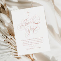 Elegant Script Calligraphy Pink Girls Baptism