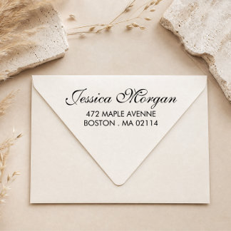 Elegant Script Calligraphy Return Address Self- Self-inking Stamp