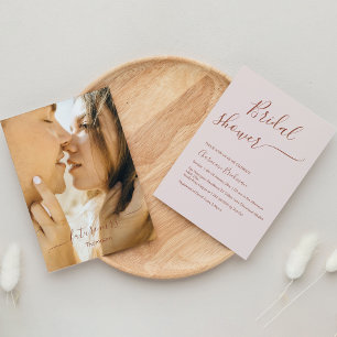 Elegant Script Calligraphy Romantic Bridal Shower Invitation