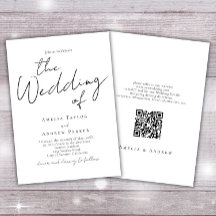 Elegant Script Calligraphy Simple QR Code Wedding