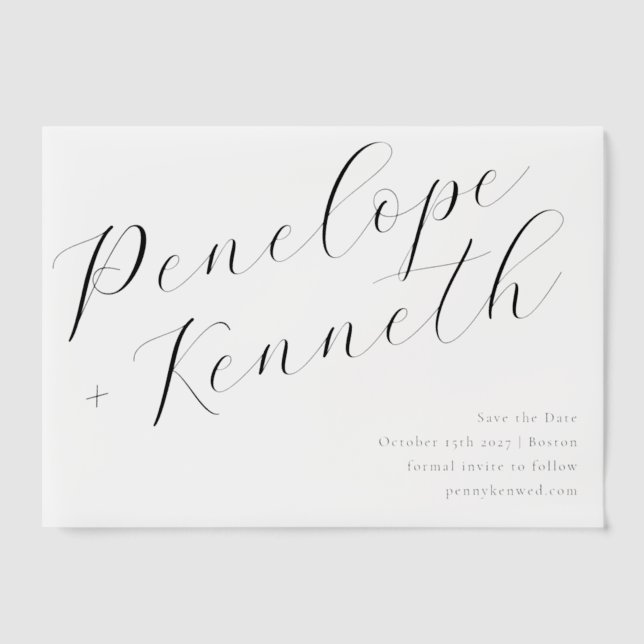 Elegant Script Calligraphy Stylish White Wedding Vellum Invitations (Front)