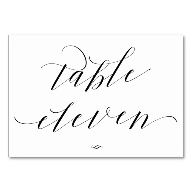 Elegant Script Calligraphy Table Eleven Reception Table Number (Front)