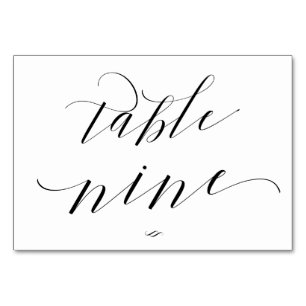 Elegant Script Calligraphy Table Nine Reception Number