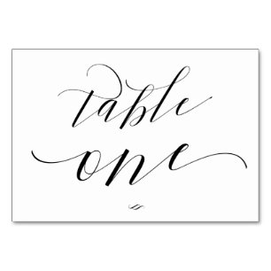Elegant Script Calligraphy Table One Reception Table Number