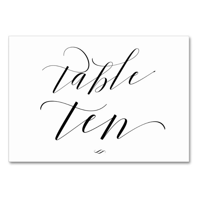 Elegant Script Calligraphy Table Ten Reception Number (Front)