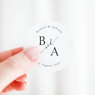 Elegant Script Calligraphy Wedding Favour Classic Classic Round Sticker