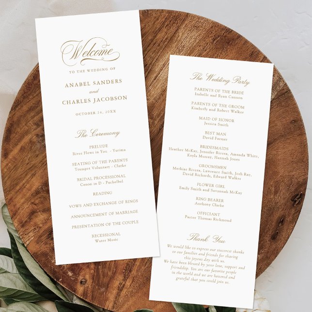 Elegant Script Calligraphy Wedding Program Programme (Creator Uploaded)
