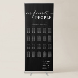 Elegant Script Calligraphy Wedding Seating Chart Retractable Banner