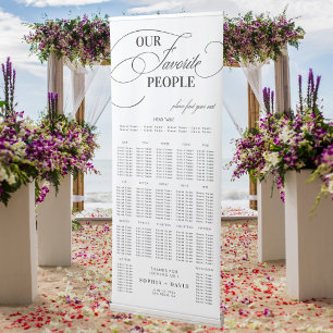 Elegant Script Calligraphy Wedding Seating Chart Retractable Banner