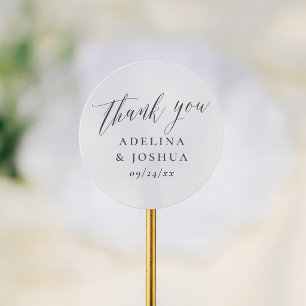 Elegant Script Calligraphy Wedding Thank You Favou Classic Round Sticker