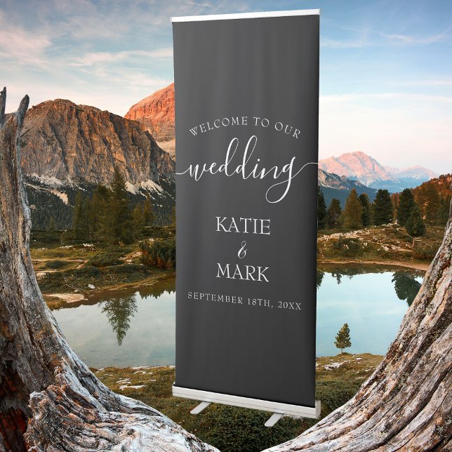 Elegant Script Calligraphy Welcome To Our Wedding Retractable Banner (Elegant Script Calligraphy Welcome To Our Wedding Retractable Banner)