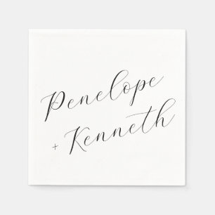 Elegant Script Calligraphy White Wedding Custom  Napkin