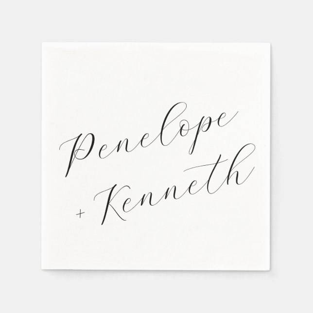 Elegant Script Calligraphy White Wedding Custom  Napkin (Front)