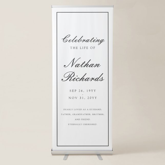 Elegant Script Celebration of Life Funeral Retractable Banner (Front)