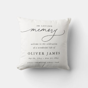 Elegant Script Celebration of Life Memorial Cushion