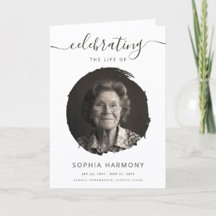Elegant Script Celebration of Life Photo Program Card