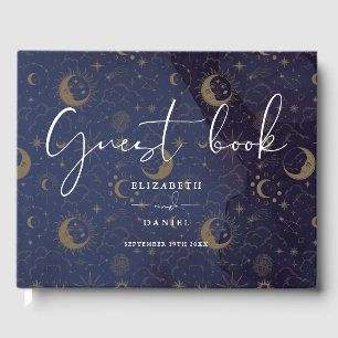 Elegant Script Celestial Mystical Wedding Guest Book