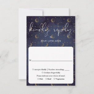Elegant Script Celestial Mystical Wedding RSVP Card