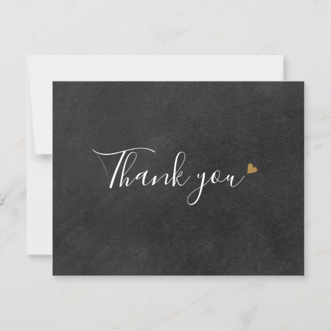 Elegant Script Chalkboard Business Thank You Card (Front)