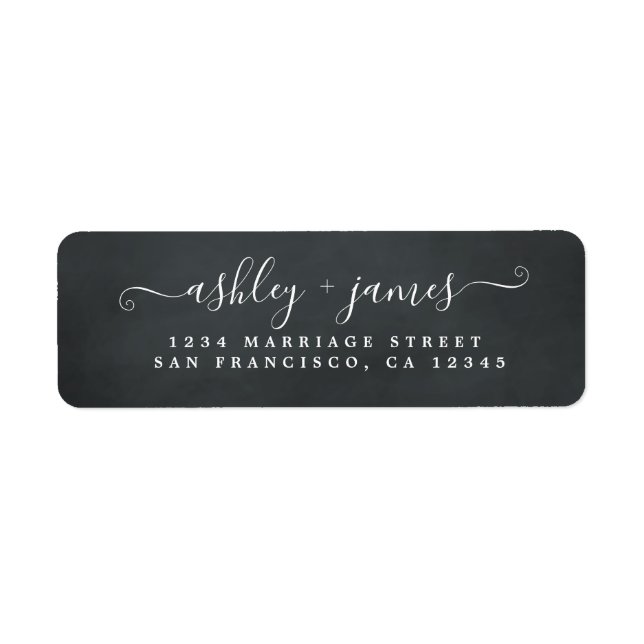 Elegant Script ChalkBoard Wedding Return Address (Front)
