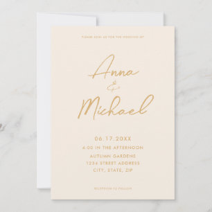 Elegant Script Champagne Wedding Invitation