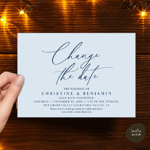 Elegant Script Change the Date Wedding Postpone Invitation