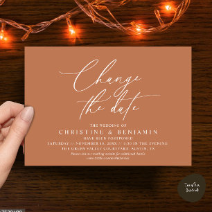 Elegant Script Change the Date Wedding Postpone Invitation